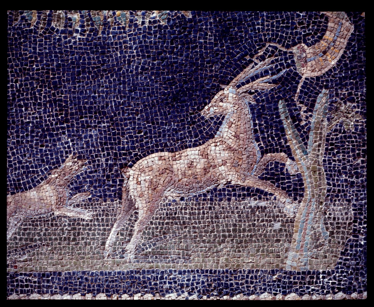 Detail van muurmozaïeken van het nymphaeum van de casa di Nettuno e Anfitrite door Roman Roman