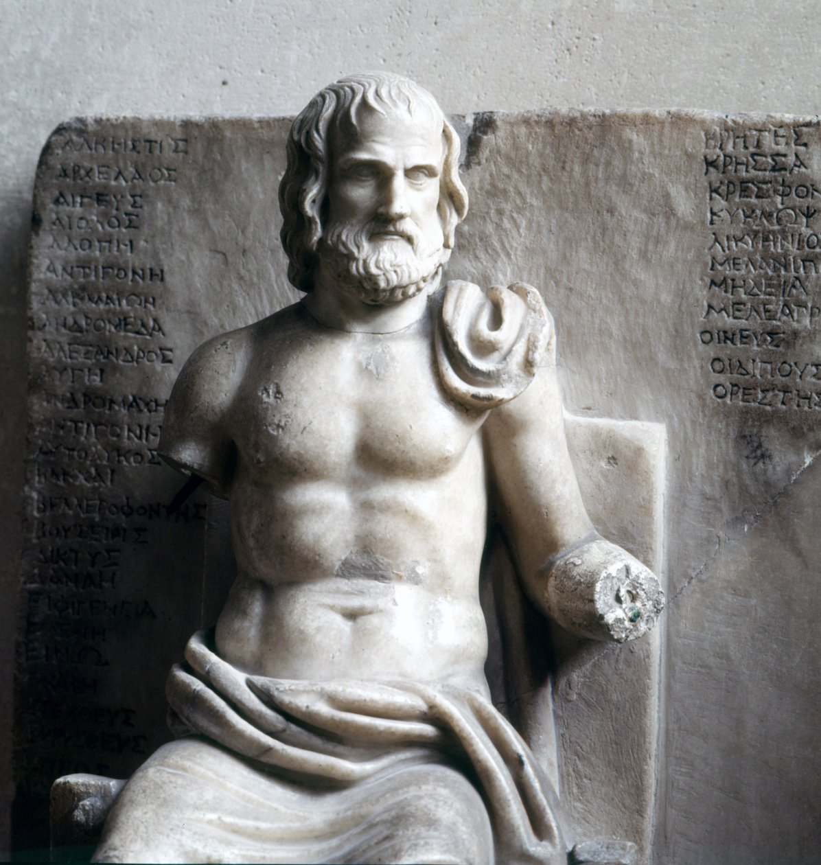 Euripides, Griekse tragische dichter. (Romeins keizerlijk marmer) Louvre Museum, Parijs door Roman Roman