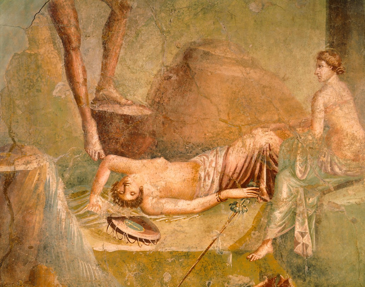 Fresco van slapende Maenad, uit Huis van de Citharist, Pompeii, Campania, Romeinse beschaving door Roman Roman