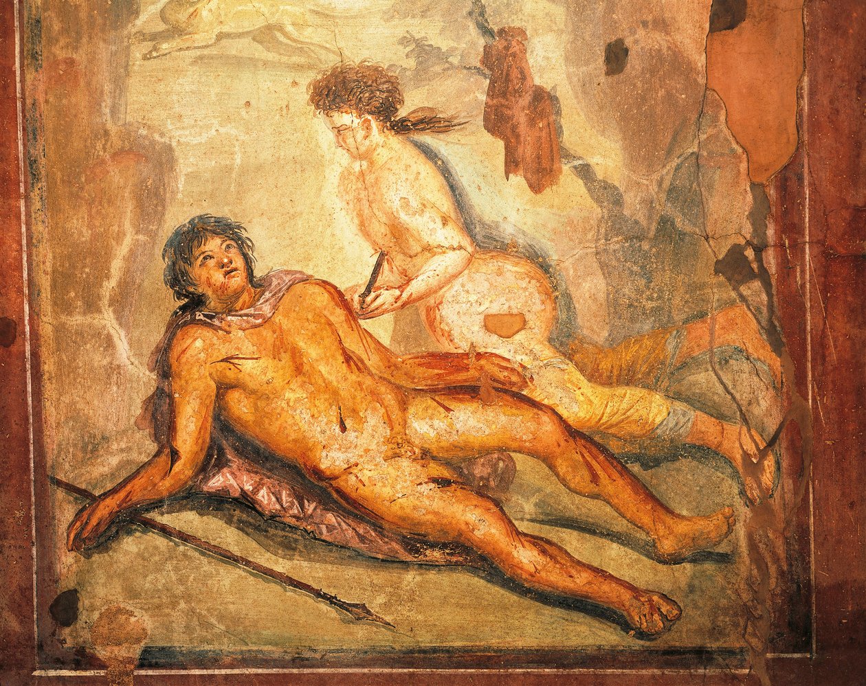 Fresco met de mythe van Pyramus en Thisbe, Huis van Loreio Tiburtino, Pompeii, Campania, Romeinse Beschaving door Roman Roman