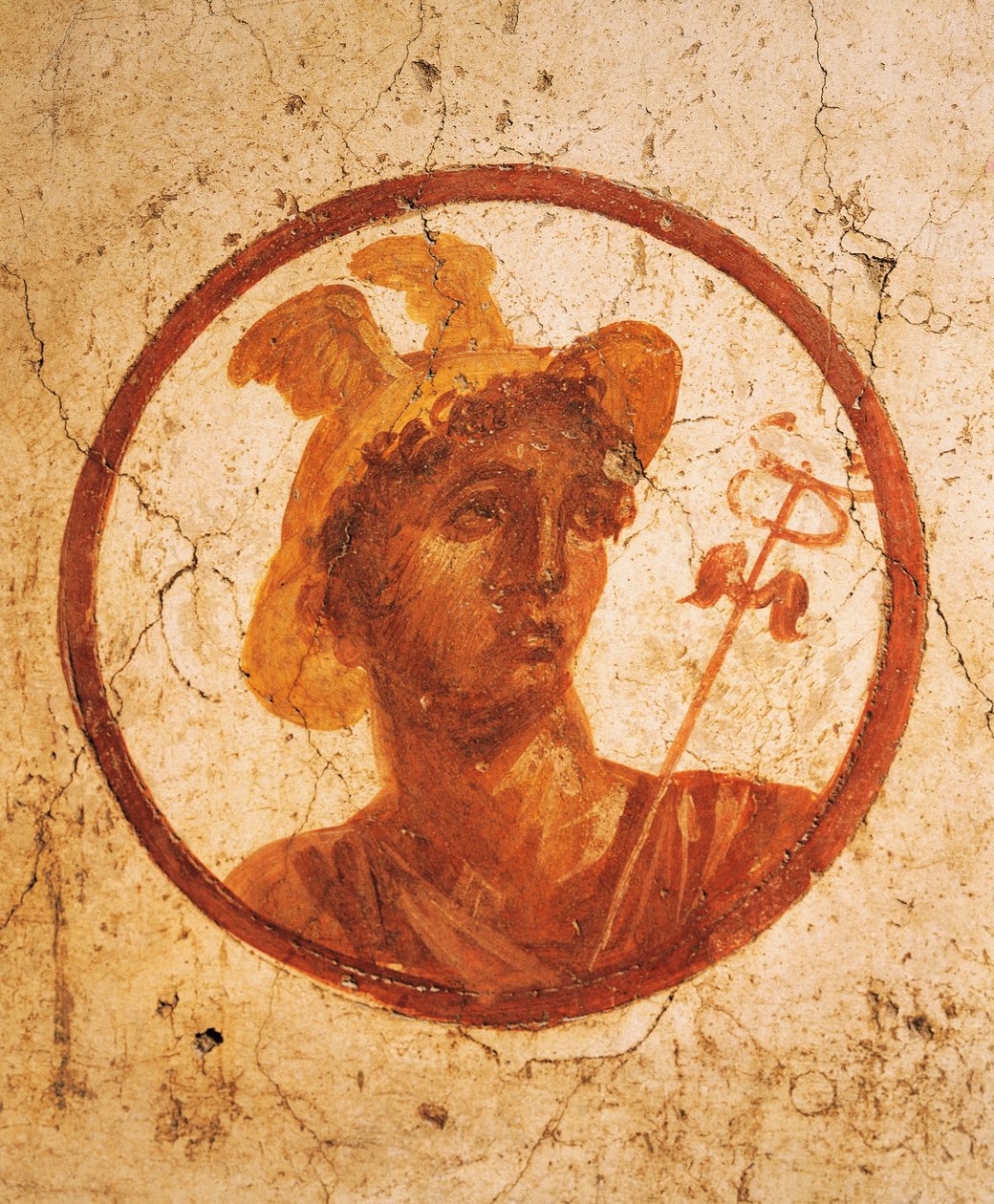Fresco met portret van man op witte achtergrond, Huis van de Oude Jacht, Pompeii, Campania, Romeinse beschaving door Roman Roman