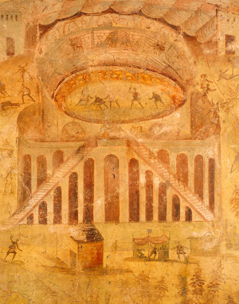 Fresco met ruzie tussen Pompeianen en Nocerini in amfitheater, uit Pompeii, Campania, Romeinse Beschaving door Roman Roman