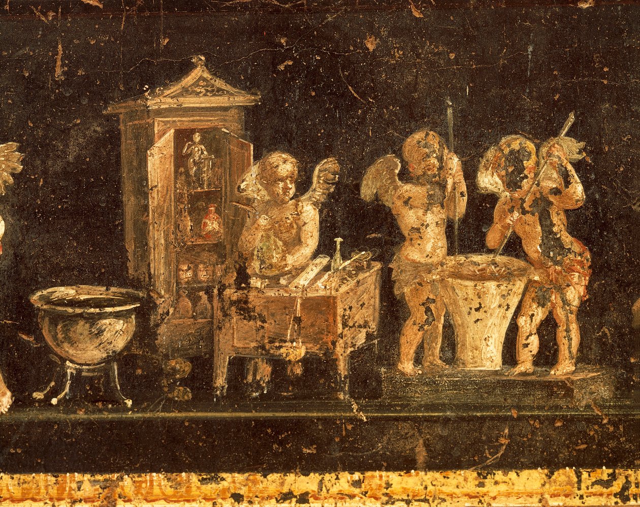 Fresco uit Huis van Vetti, Pompeii, Campania, Romeinse beschaving door Roman Roman