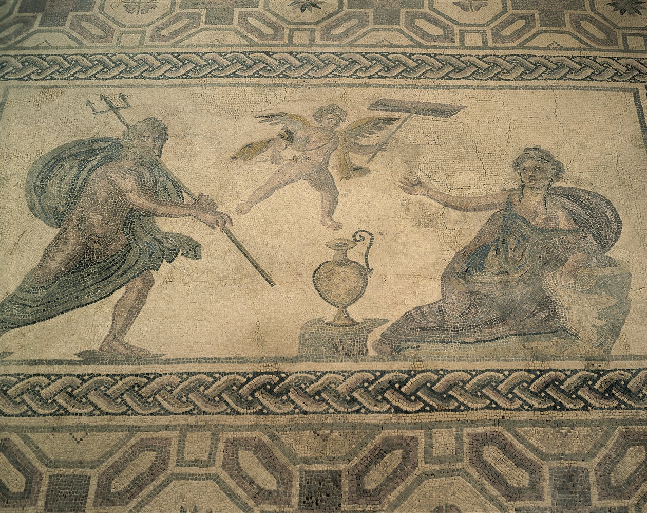 Hoog uitzicht op een muurschildering op de vloer, Paphos, Cyprus door Roman Roman