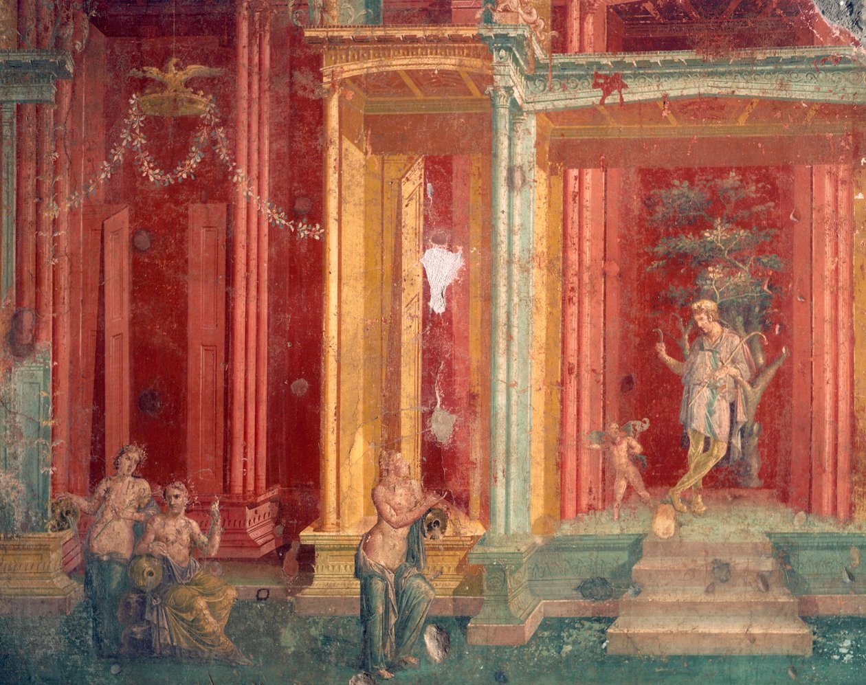 Italië, Provincie Napels, Regio Campania, Pompeii, Huis van Loreio Tiburtino, Fresco door Roman Roman