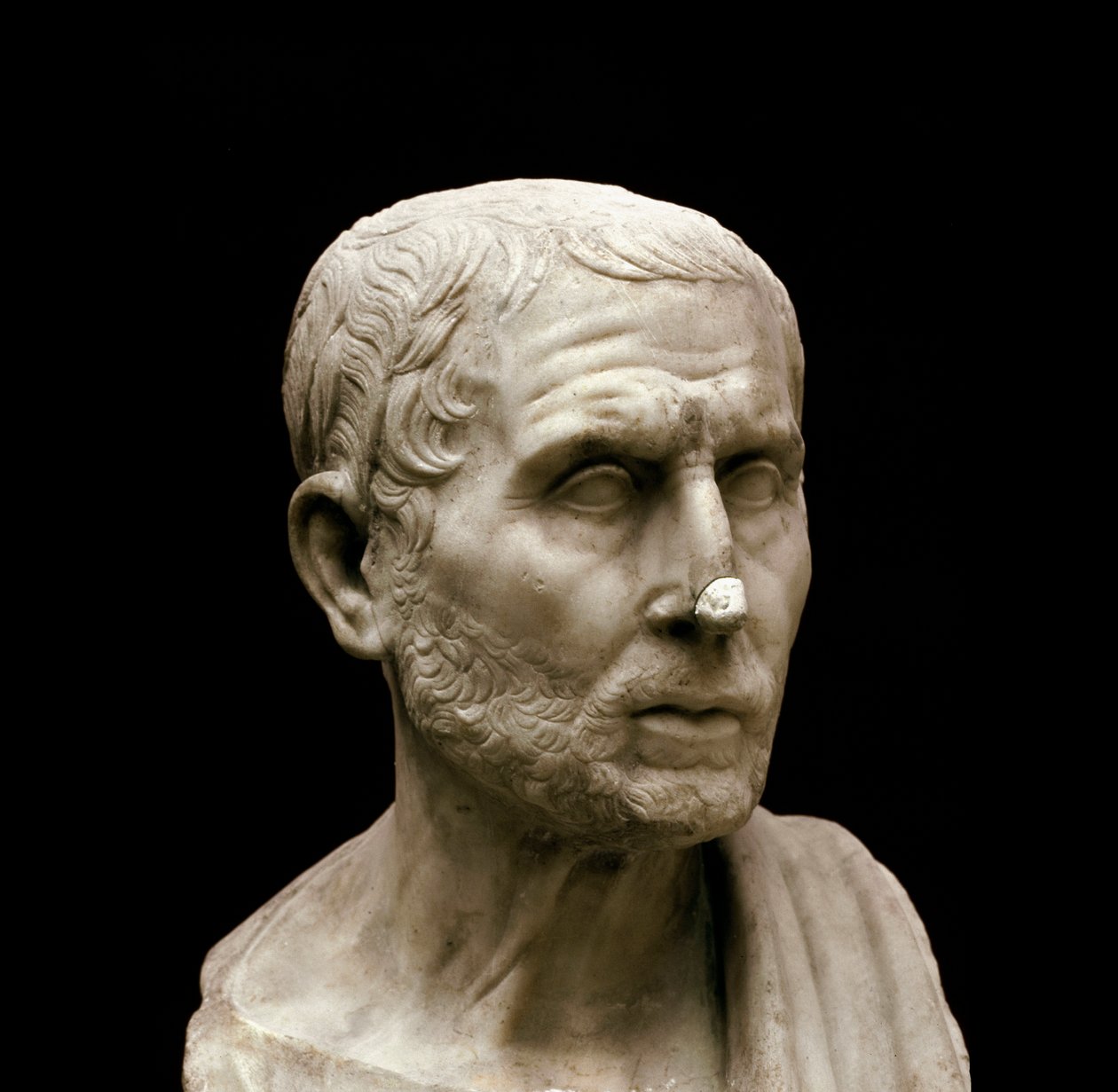 Marmeren buste van de Griekse filosoof en historicus Poseidonios (Posidonius) van Apamee genaamd de Atleet (135-51 v.Chr.) Napels, Museo Archeologico Nazionale, nr. 6142 door Roman Roman