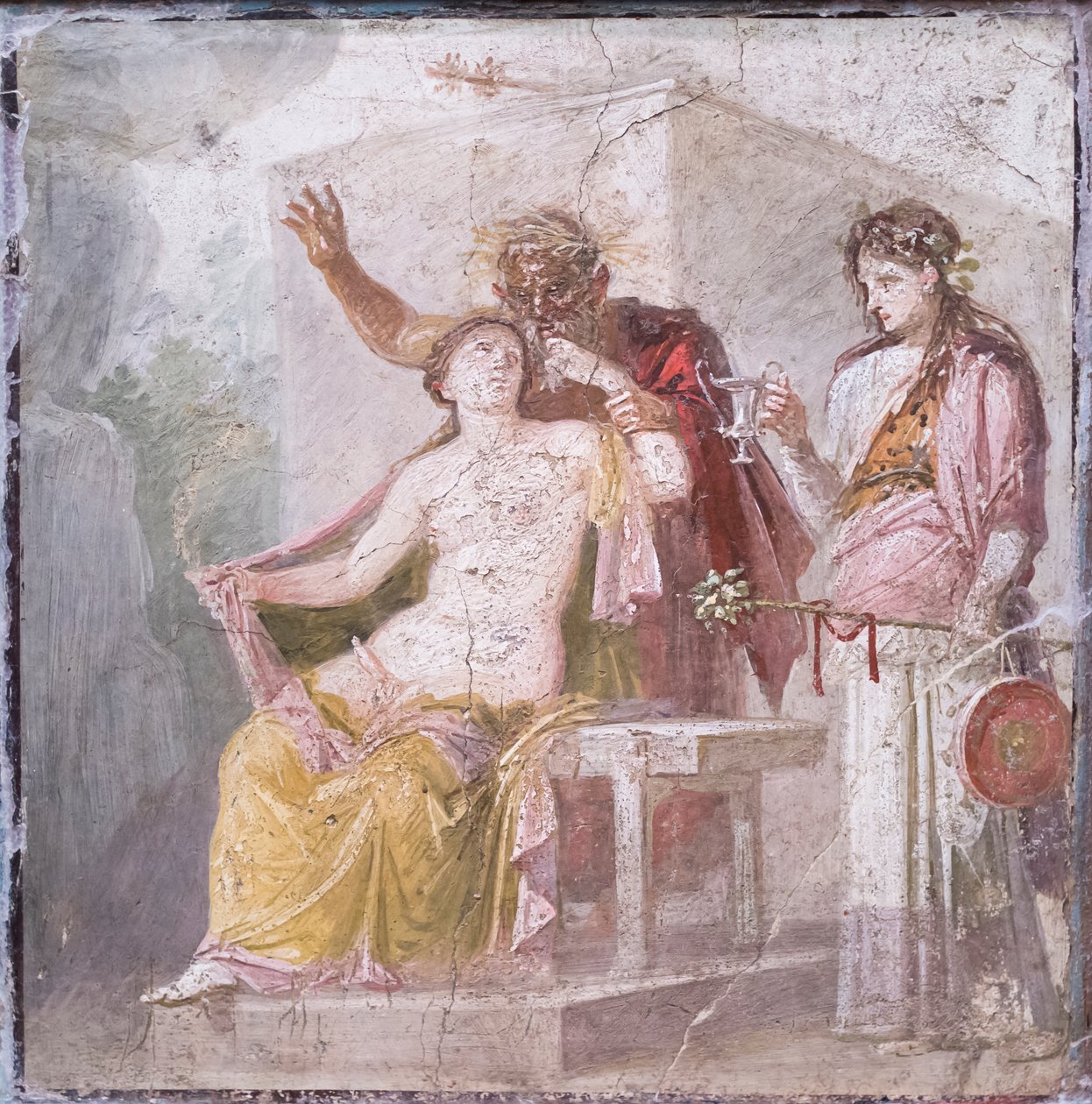 Oude sater en hermafrodiet, 50-79 n.Chr. (fresco) door Roman Roman