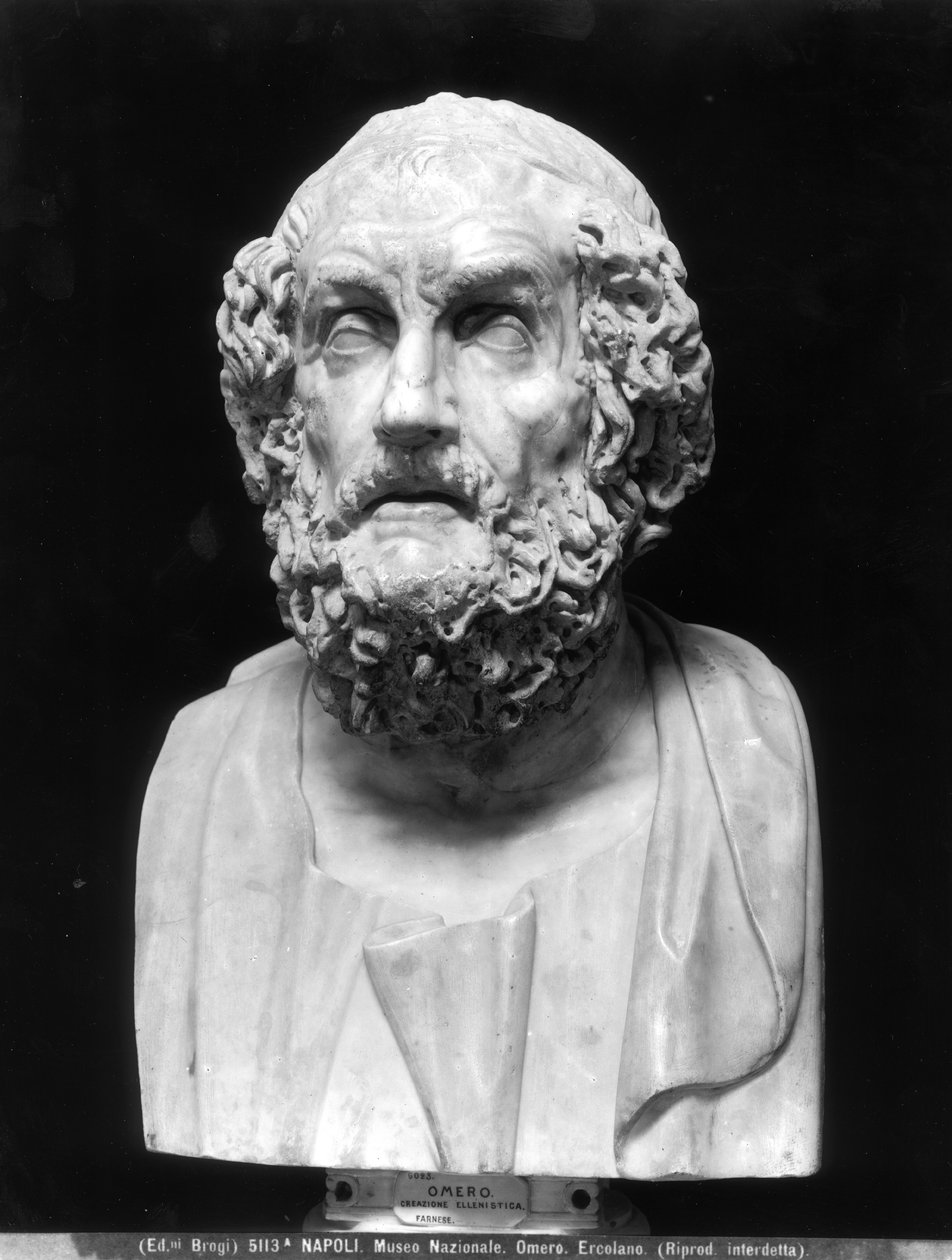 Portretbuste van Homerus, kopie naar een Grieks Hellenistisch origineel door Roman Roman