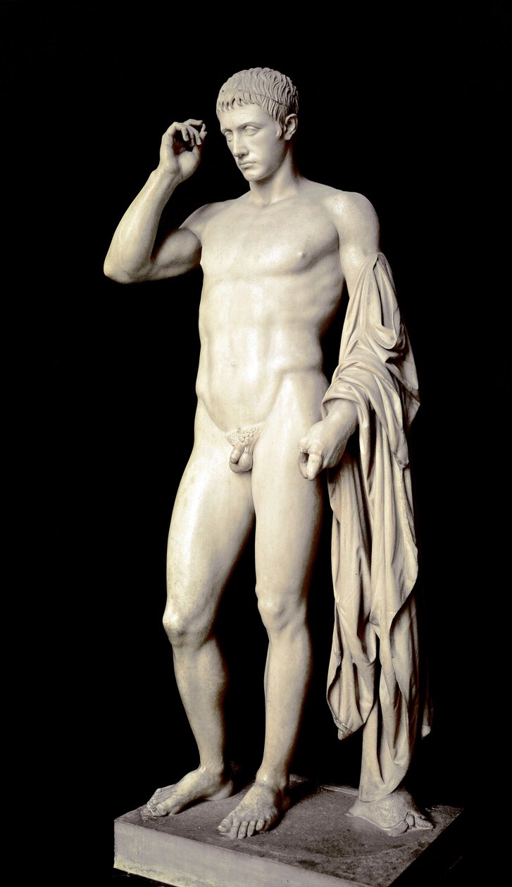 Romeinse kunst: marmeren sculptuur van Marcus Claudius Marcellus (42-23 v.Chr.), neef van Augustus, Gemaakt door Cleomenes l