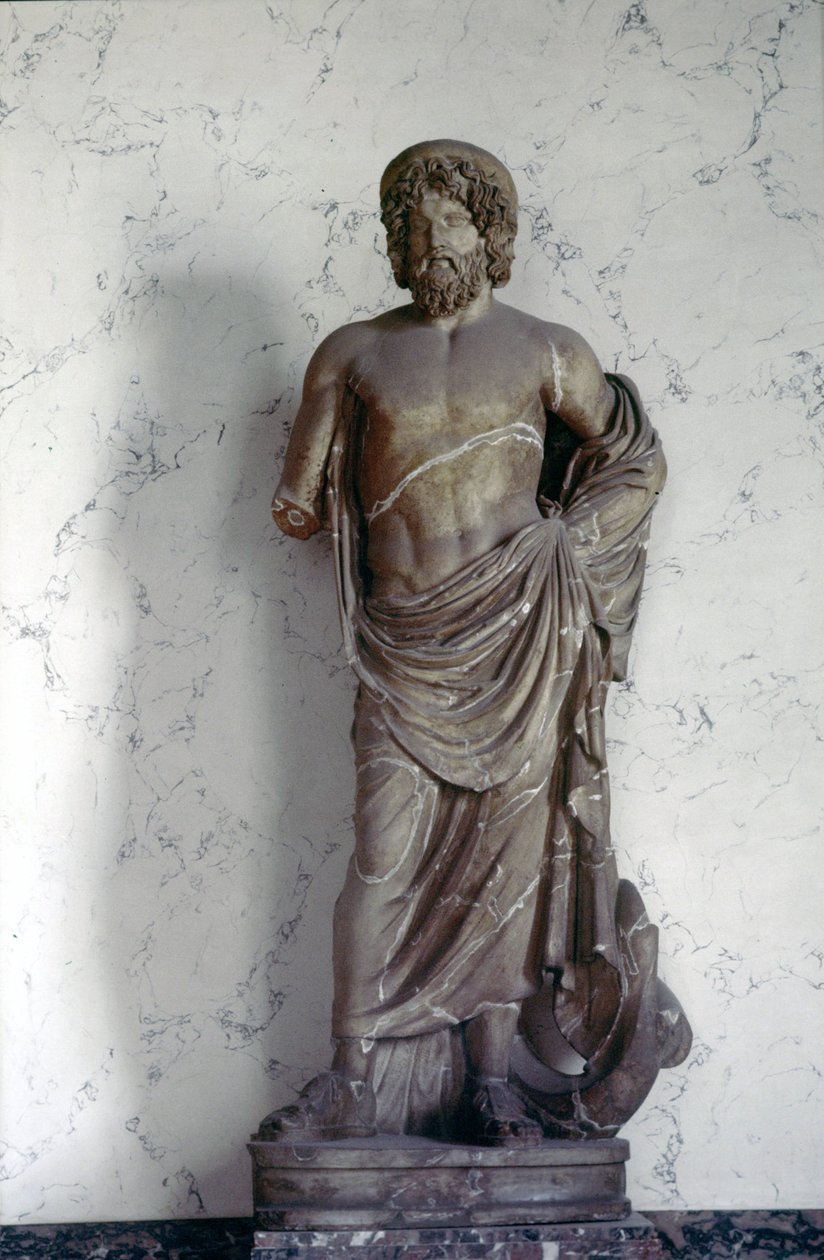 Standbeeld van Aesculapus, god van de geneeskunde in de Romeinse religie. Louvre Museum, Parijs. door Roman Roman