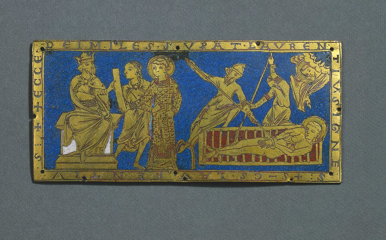 Veroordeling en martelaarschap van Sint Laurentius, ca. 1180 door Romanesque