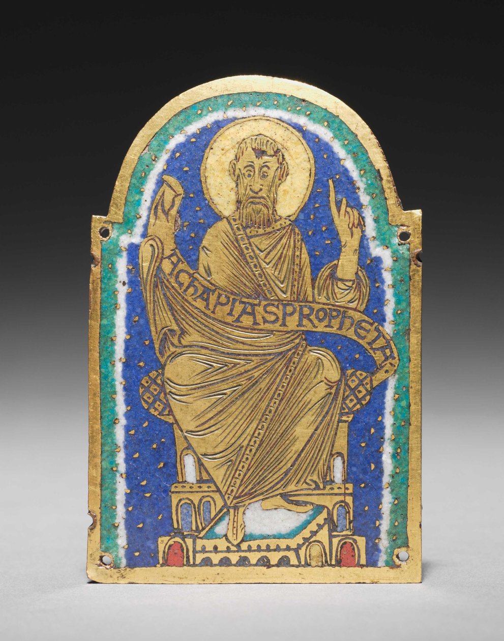 Plaquette: Zittende profeet van een reliekschrijn: Achapias door Romanesque
