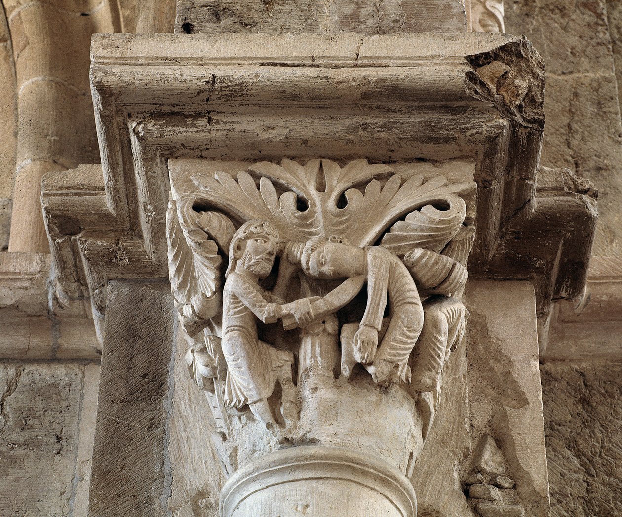 De dood van Kaïn (gesneden kapiteel) door Romanesque