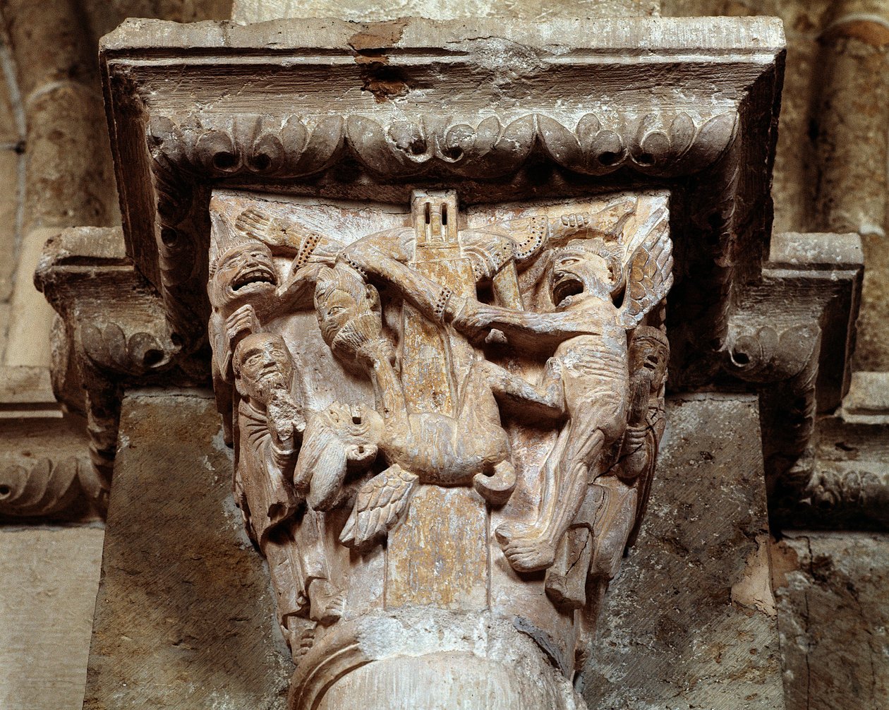 De visie van Sint Antonius van Padua (gekerfd kapiteel) door Romanesque