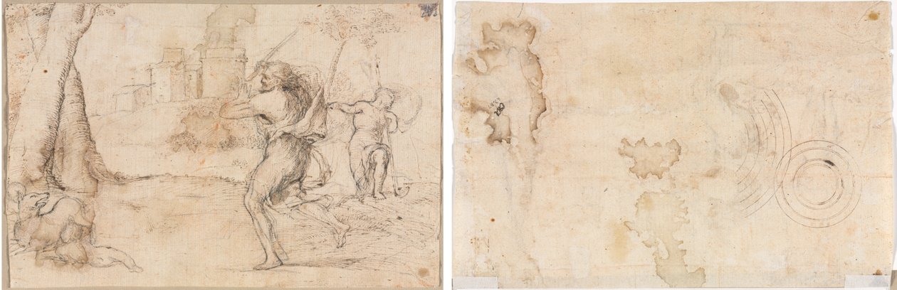 Romulus en Remus Gevonden door Faustulus (recto) Concentrische Cirkels (verso) door Romanino