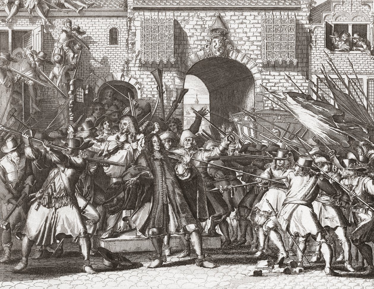Lynchmenigte grijpt de gebroeders De Witt door Romeyn de (after) Hooghe