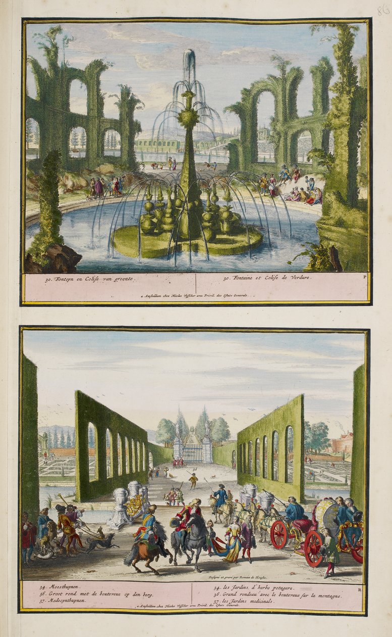 Het Park in Enghien, c.1685, illustratie uit een 
