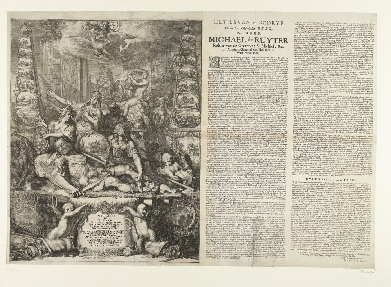 Allegorie op de dood van Michiel de Ruyter, 1676 door Romeyn de Hooghe