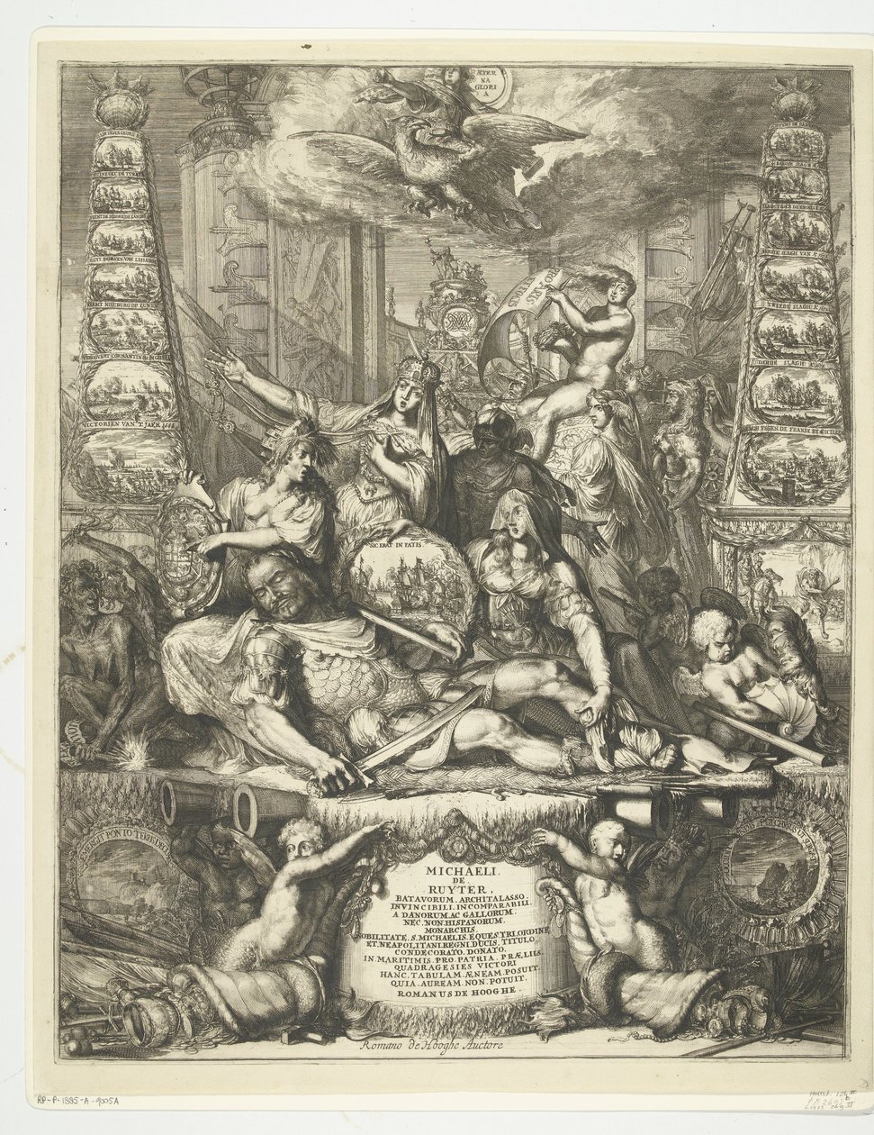 Allegorie op de dood van Michiel de Ruyter, 1676 door Romeyn de Hooghe