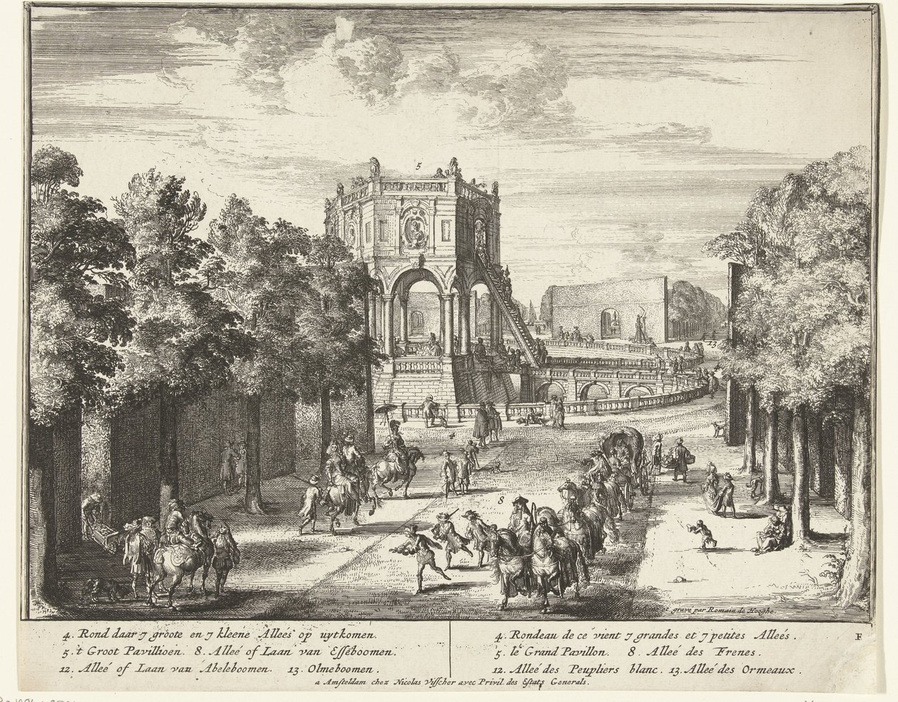 Laan in het park van Enghien Het park van Enghien (Edingen) (serie) door Romeyn de Hooghe