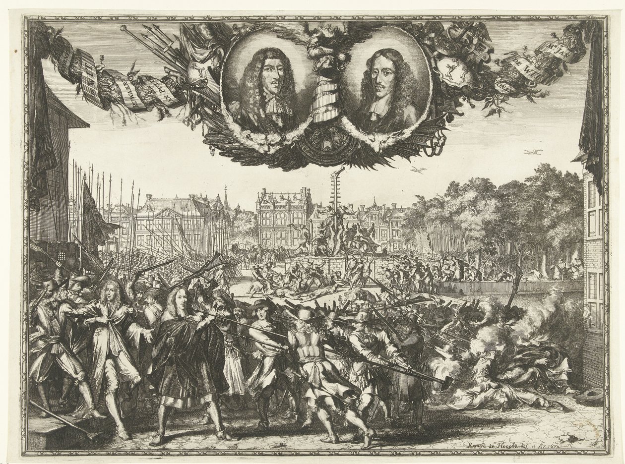 Moord op de gebroeders de Witt, 1672 door Romeyn de Hooghe