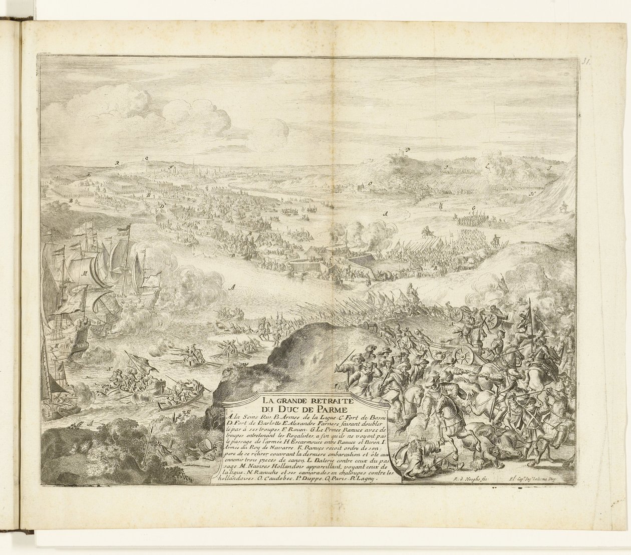 Terugtocht van het leger van de hertog van Parma, 1592 door Romeyn de Hooghe
