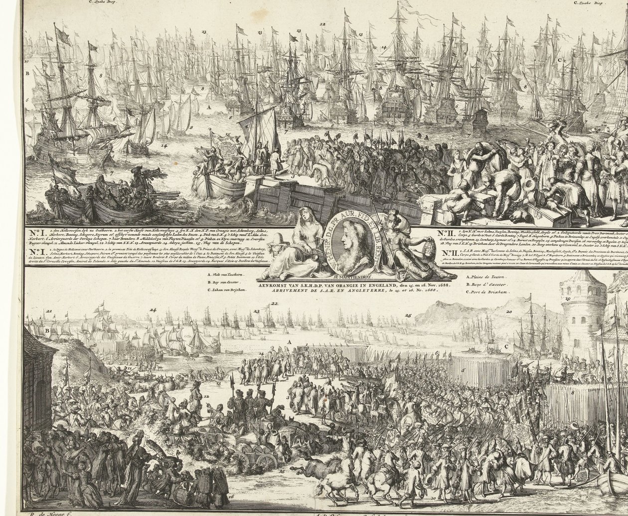 Tocht van Willem III naar Engeland, 1688 door Romeyn de Hooghe