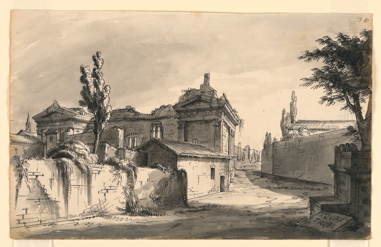 Decorontwerp, antieke gebouwen door Romolo Achille Liverani