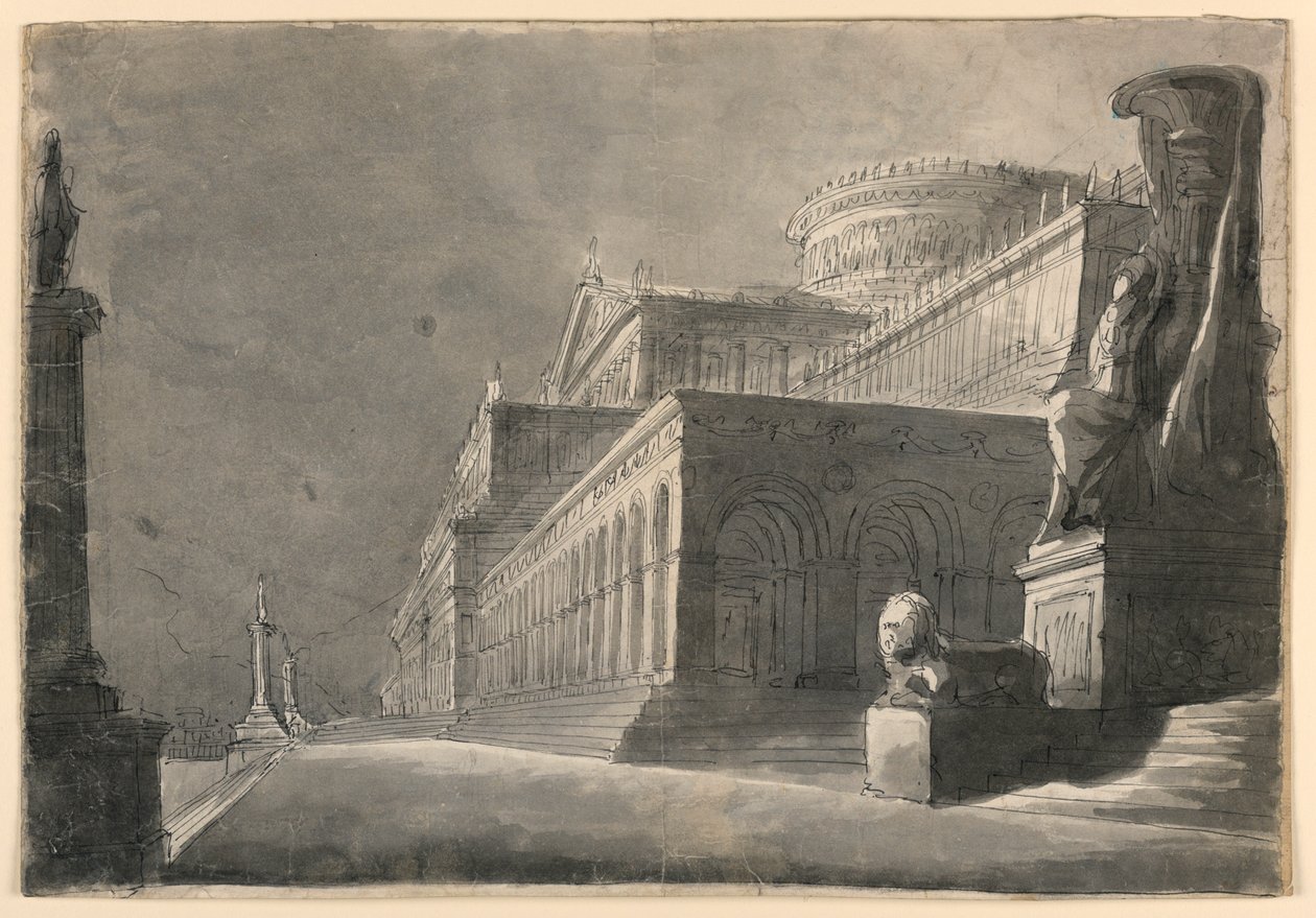 Decorontwerp, Exterieur van Enorm Paleis door Romolo Achille Liverani