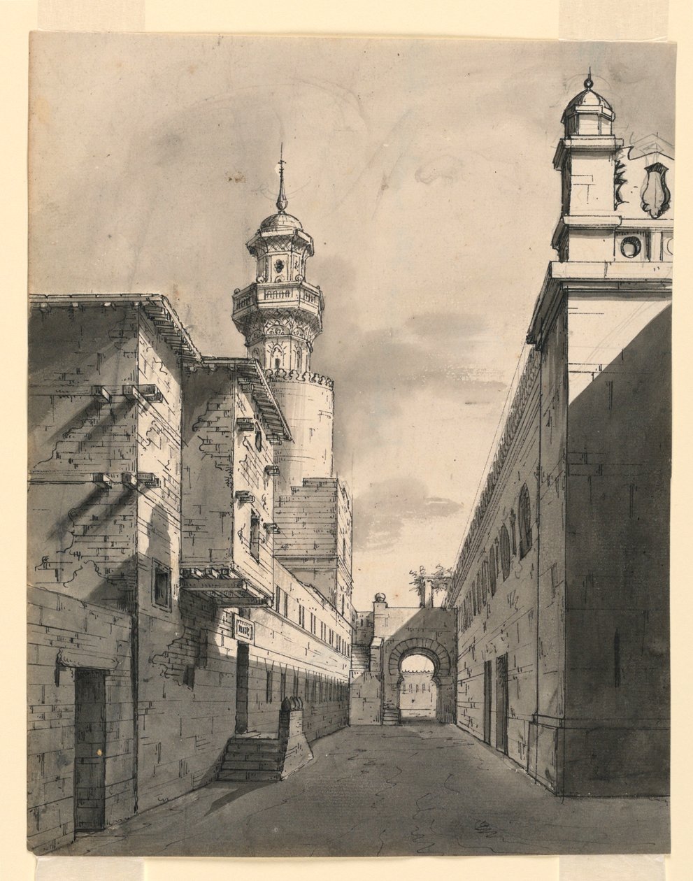 Toneelontwerp, oosterse straat door Romolo Achille Liverani
