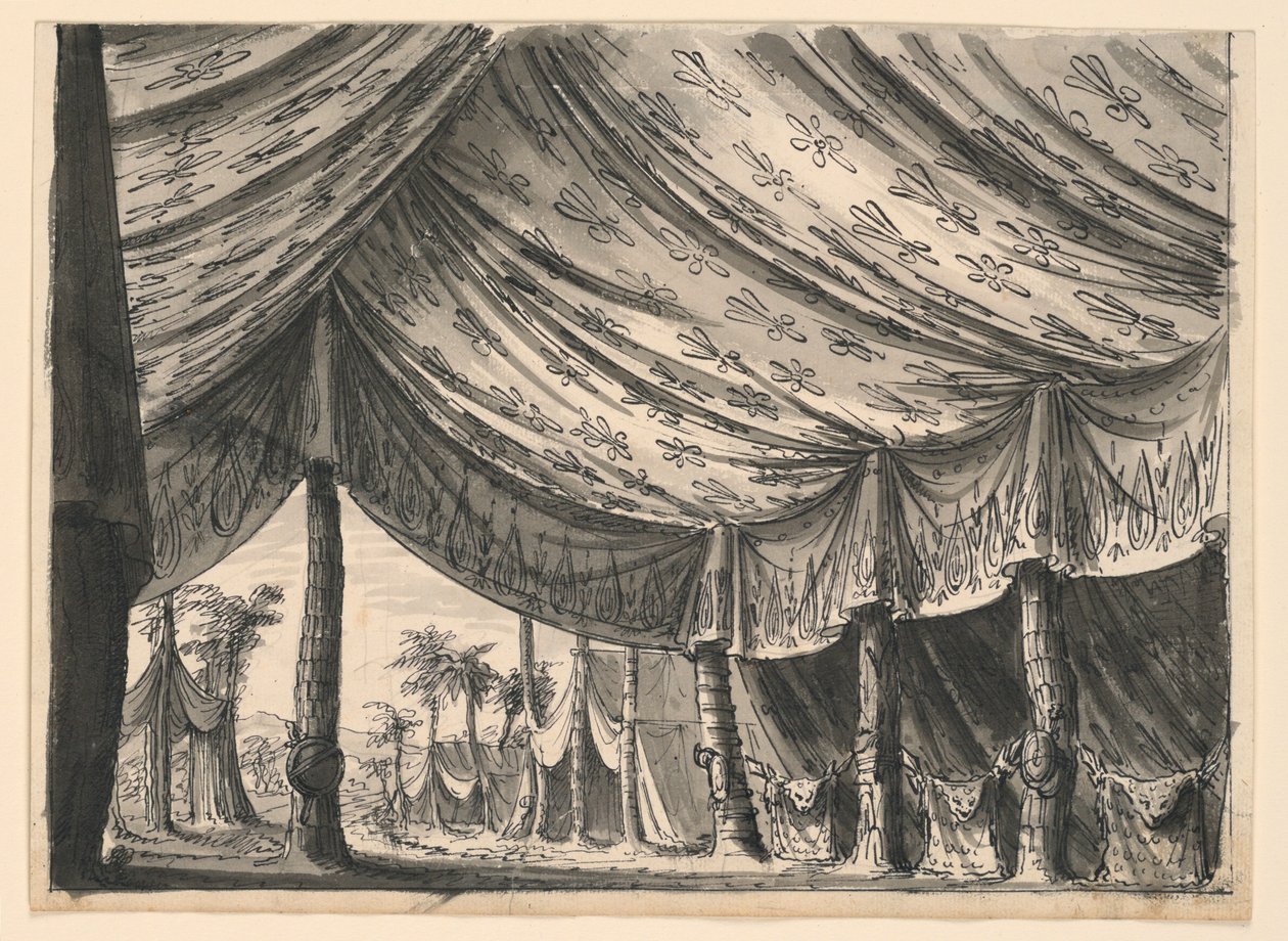 Toneelontwerp, Tent van Dzjengis Khan, voor het ballet "Dzjengis Khan" door Luigi Henry door Romolo Achille Liverani