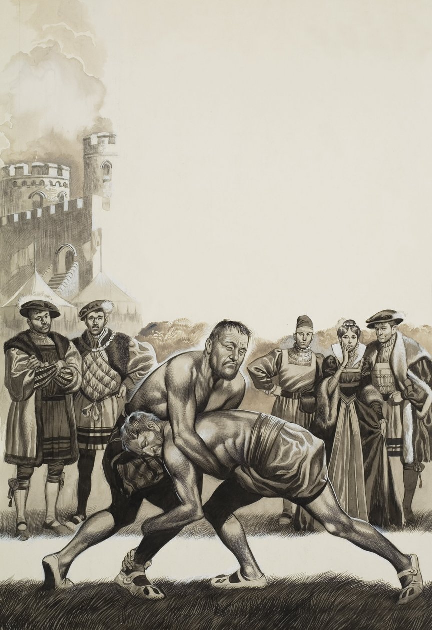 Frans I (1494-1547) van Frankrijk versus Hendrik VIII (1491-1547) van Engeland (gouache op papier) door Ron Embleton