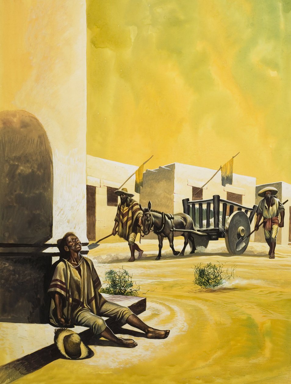 Mexico onder Santa Anna (1794-1876) (gouache op papier) door Ron Embleton