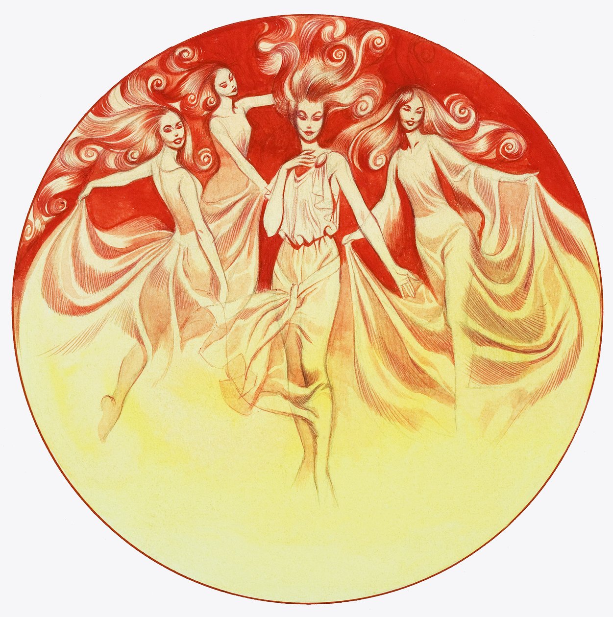 Tannhauser en Venus (gouache op papier) door Ron Embleton