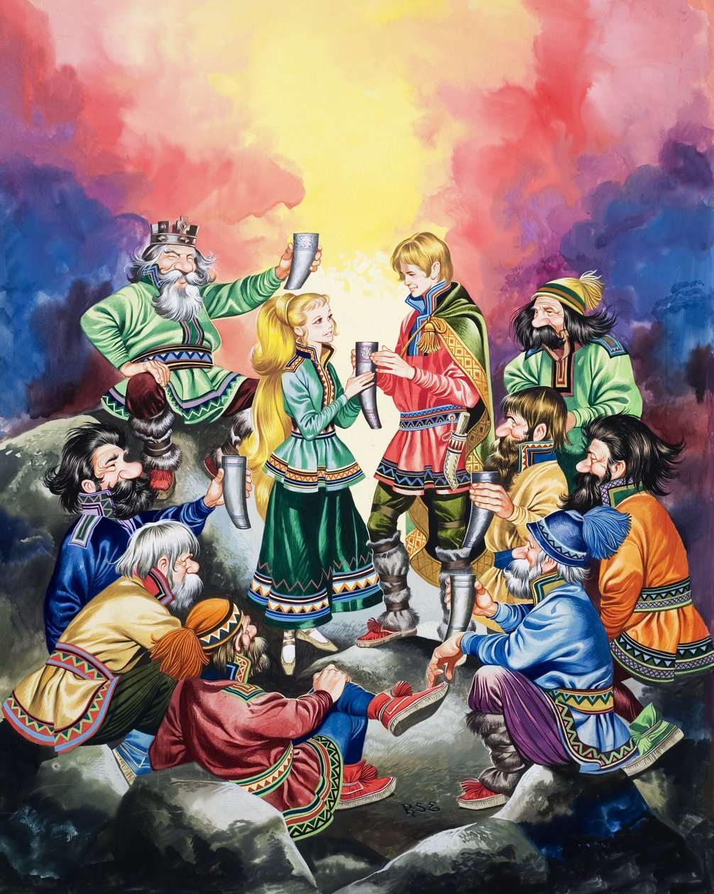 Het geheim van de trollen (gouache op papier) door Ron Embleton