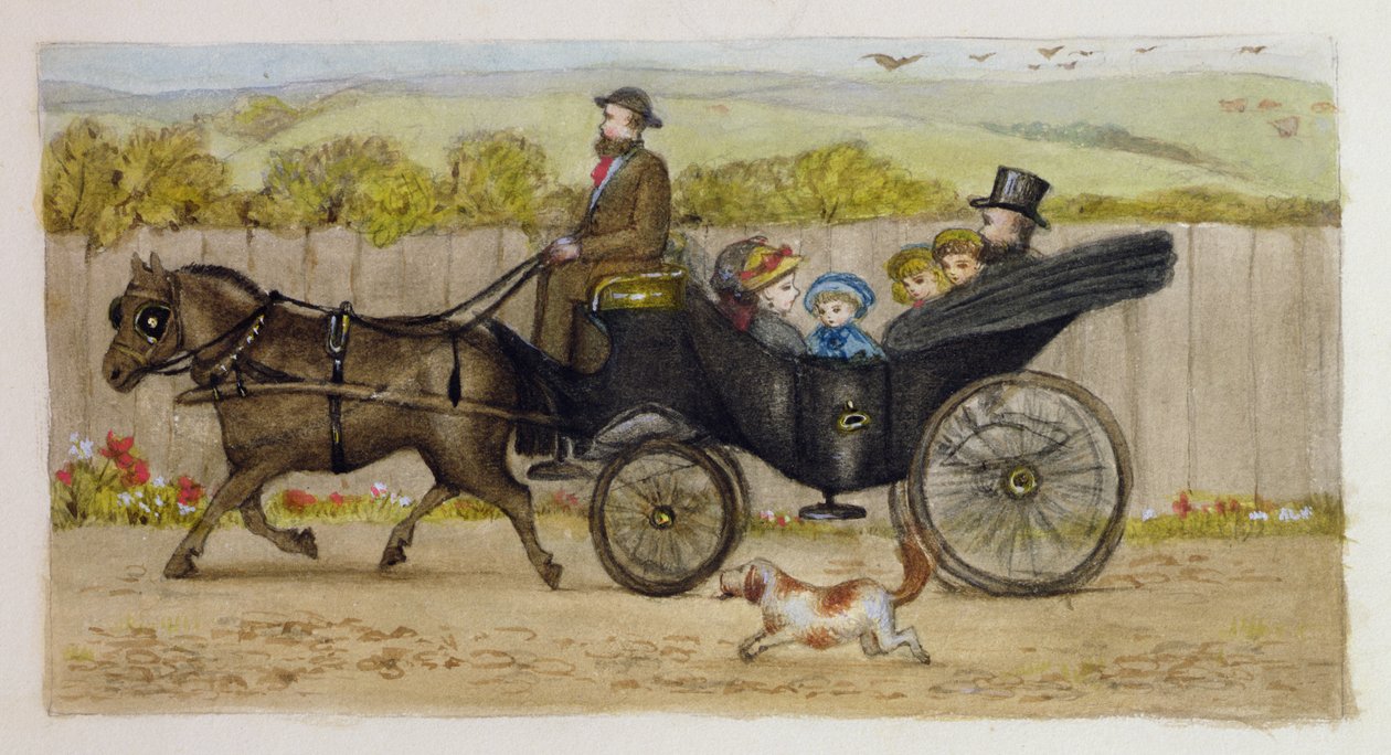 In de Koets, Addiscombe, 1883 door Rosa Clementina Petherick