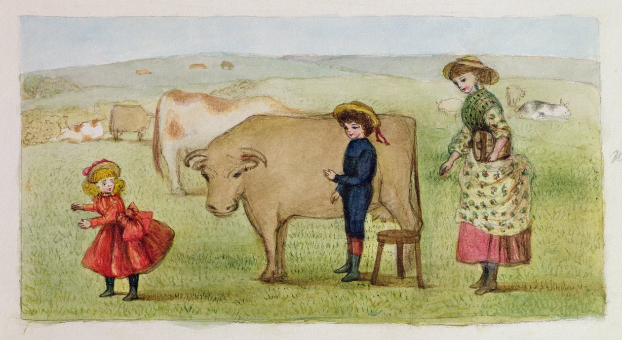 Melktijd, Addiscombe, 1883 door Rosa Clementina Petherick