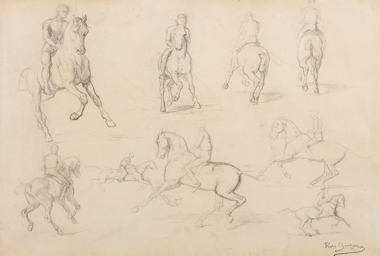Studies van een paard en ruiter door Rosa Bonheur