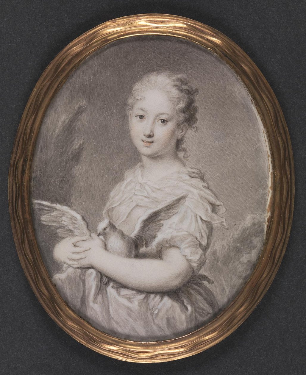 Kuisheid. Een jong meisje met een duif door Rosalba Carriera