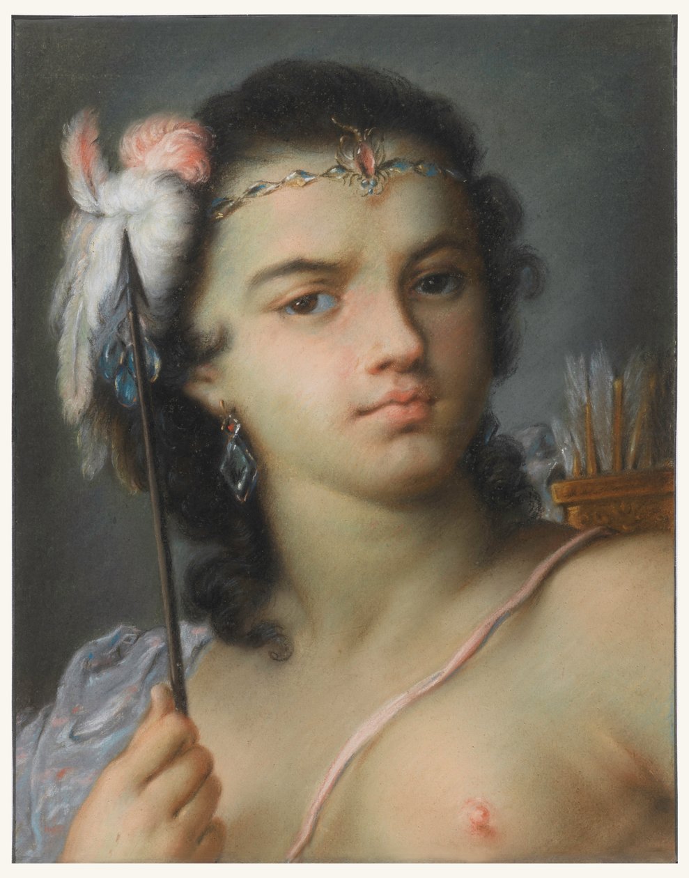 Tekening, Personificatie van Amerika, voor 1720 door Rosalba Carriera