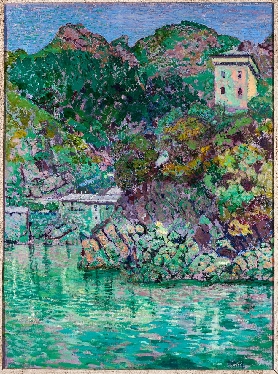 Zicht op San Fruttuoso, nabij Camogli door Rubaldo Merello