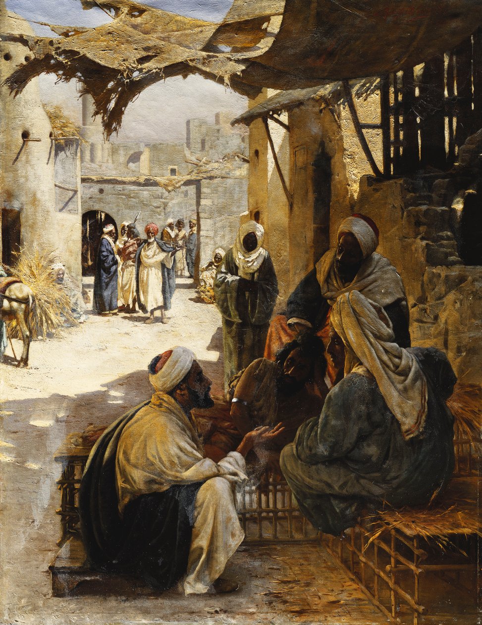 Arabieren die Praten in een Dorpstraat door Rudolf Der G. Swoboda