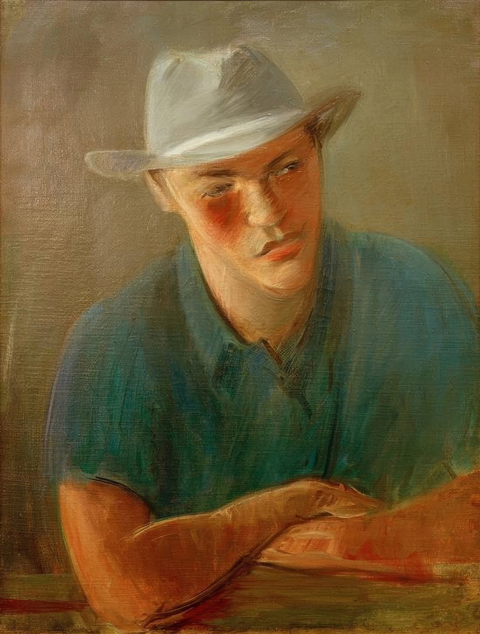 Portret van een man met hoed door Rudolf Levy