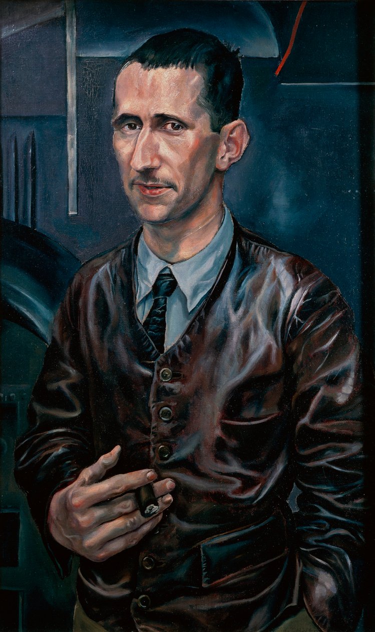 Portret van de Duitse schrijver en toneelschrijver Bertolt Brecht (Bertold Brecht door Rudolf Schlichter