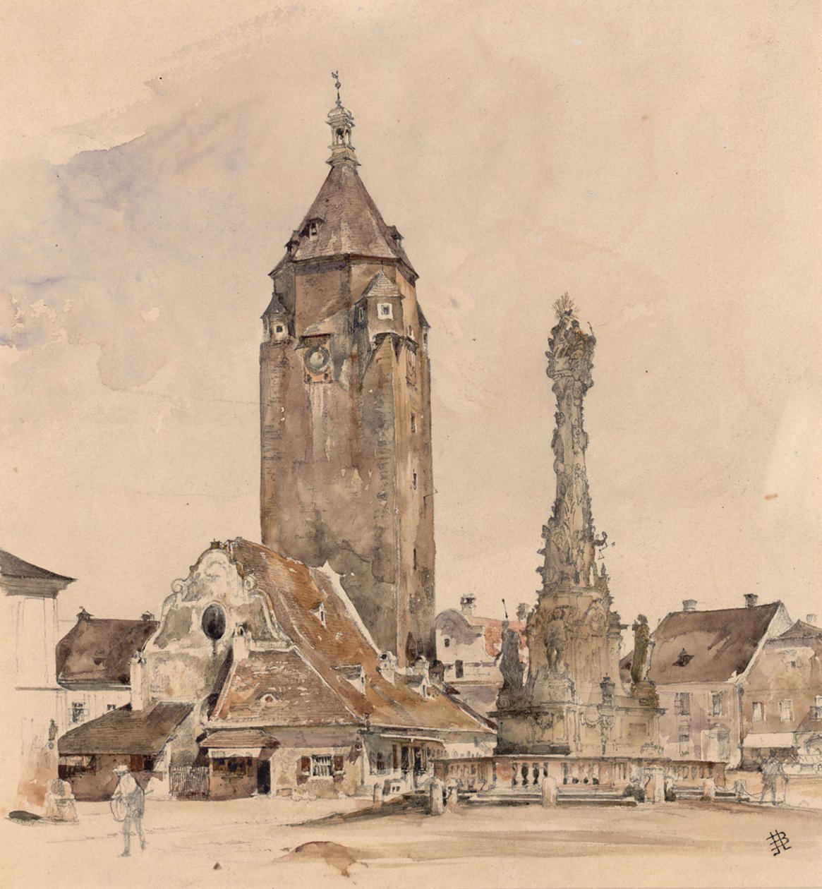 Het oude stadhuis van Korneuburg door Rudolf von Alt