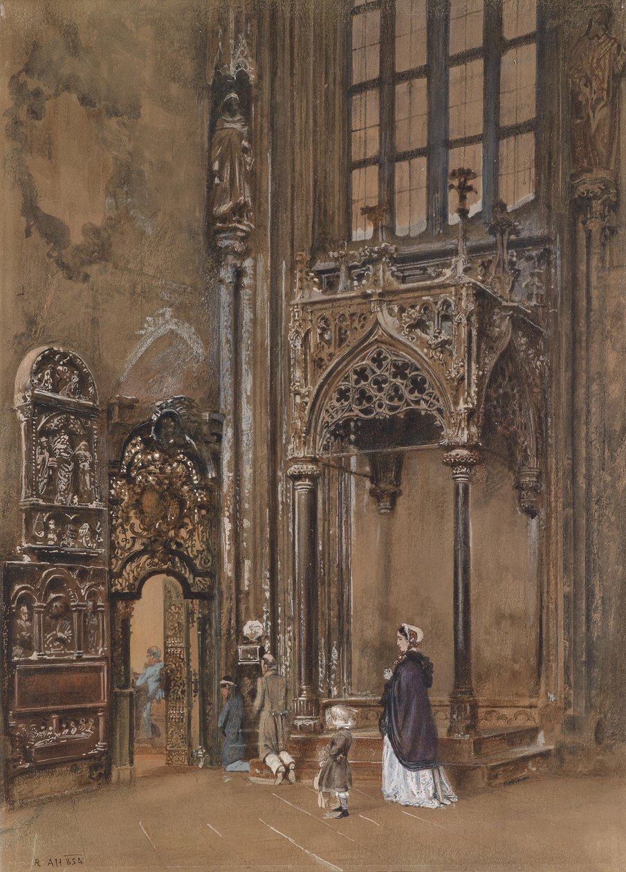 Binnenkant van St. Stephan in Wenen door Rudolf von Alt