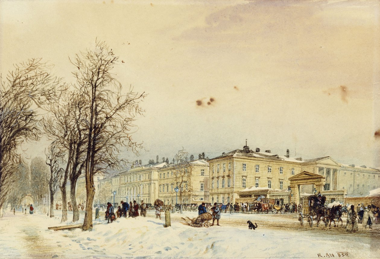 Het Noordstation, Wenen; Der Nordbahnhof, Wien, 1852 door Rudolf von Alt