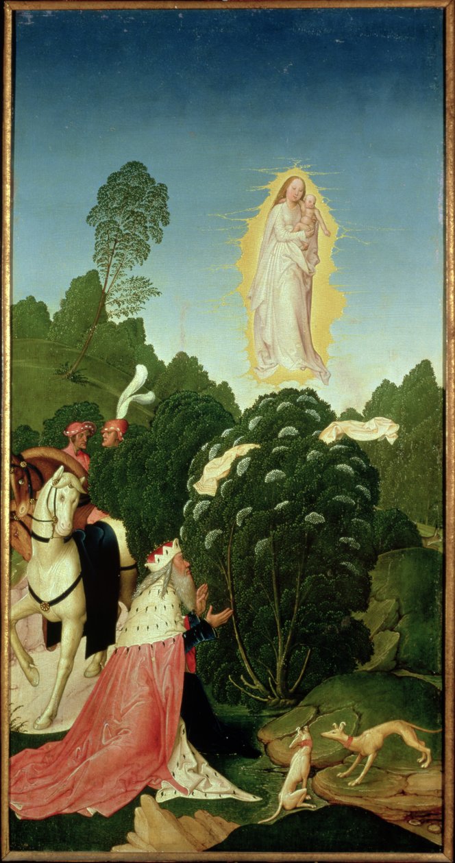 Het vinden van de sluier, uit de legende van St. Leopold, 1505 door Rueland, the Younger Frueauf