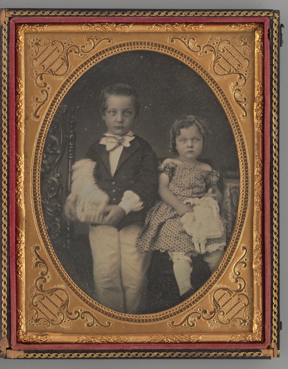 Ongenoemd portret van een jongen en meisje, 1855 door Rufus Anson