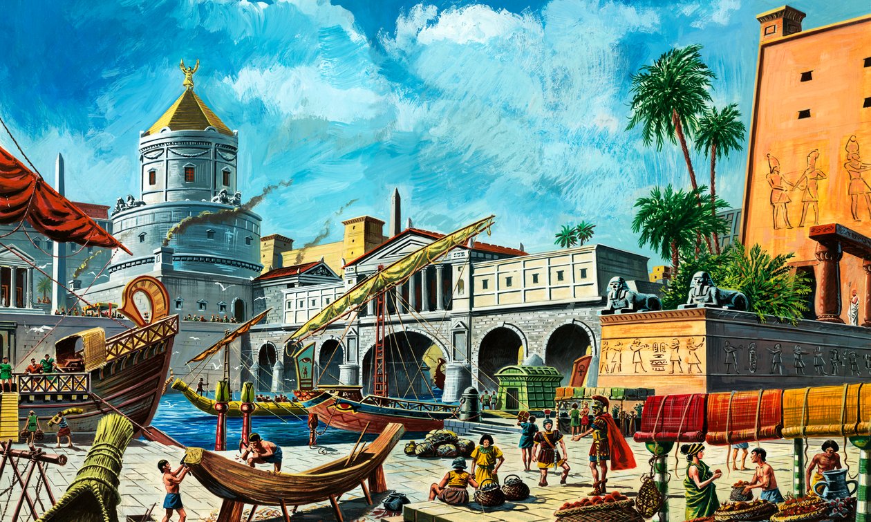 Alexandrië (gouache op papier) door Ruggero Giovannini
